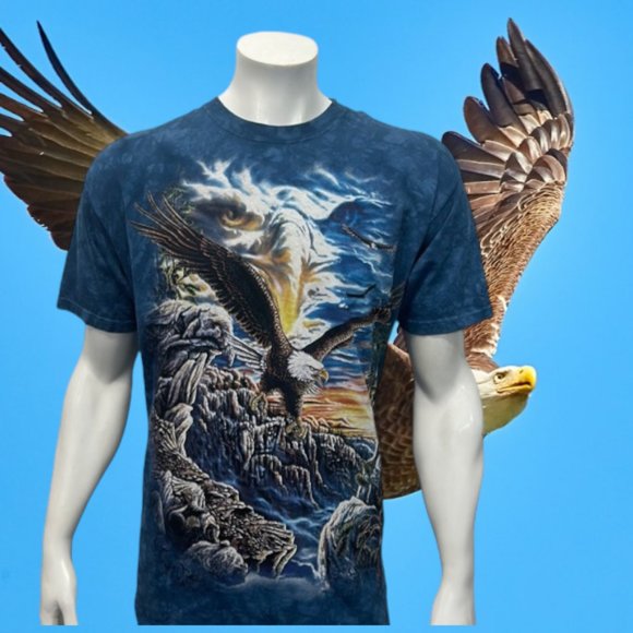 The Mountain 2013 Gardner Soaring  Eagle Animal Nature Blue Tie Dye T-Shirt LG - Picture 1 of 12